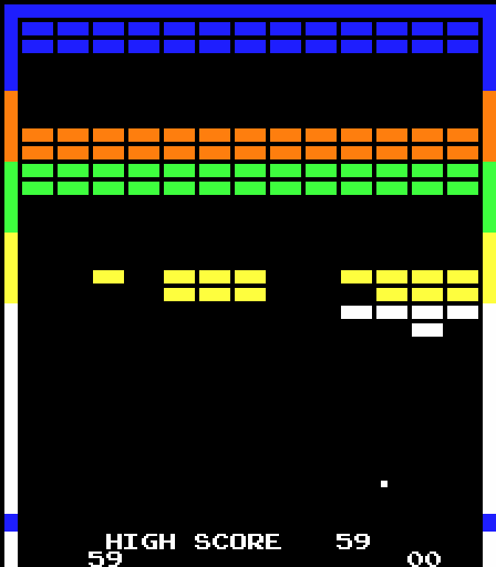 Super Breakout Arcade Screenshot: Game over.