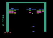 Super Breakout for Atari 8-bit - The paddle becomes smaller after the ball hits the top of the screen.