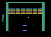Super Breakout for Atari 8-bit - In the double breakout variation there are two balls and two paddles.