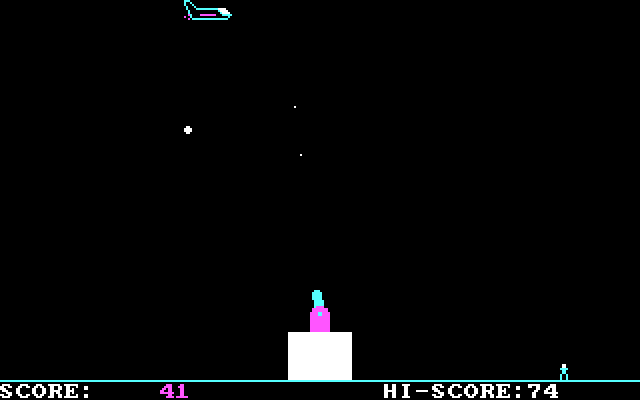 Paratrooper IBM PC/Compatibles Screenshot: Here comes a jet! They have deadly aim and are tough to destroy...