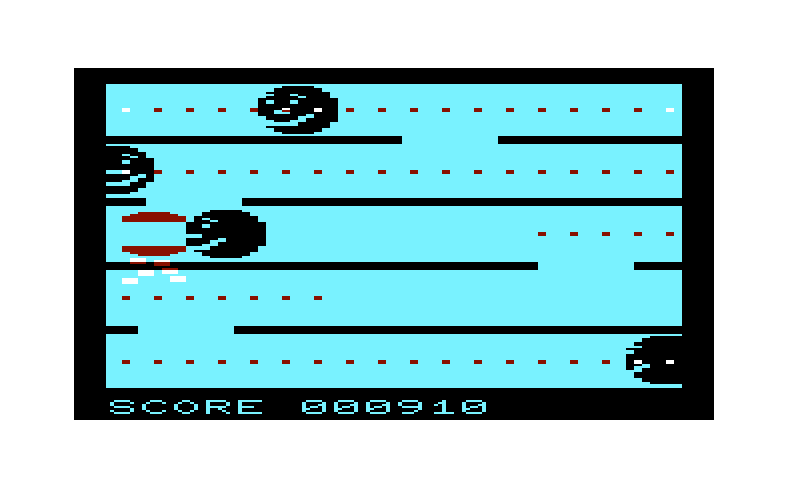 Jawbreaker II Commodore VIC-20 Screenshot: Trapped in a corner! My teeth fall out...