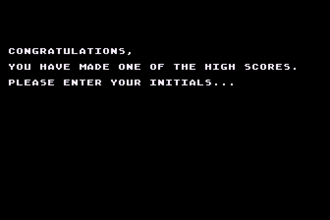 Jawbreaker II Atari 8-bit Screenshot: Game over with a new high score!