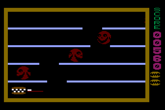 Jawbreaker II Atari 8-bit Screenshot: Now the level is completed! Time to brush my teeth...