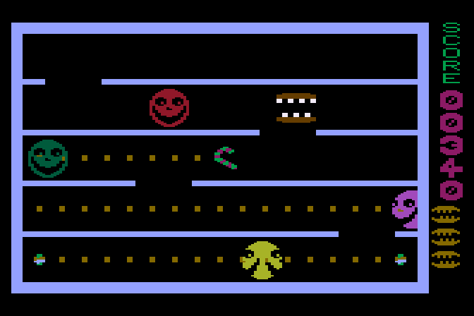 Jawbreaker II Atari 8-bit Screenshot: Eat all of the dots to proceed to the next level.