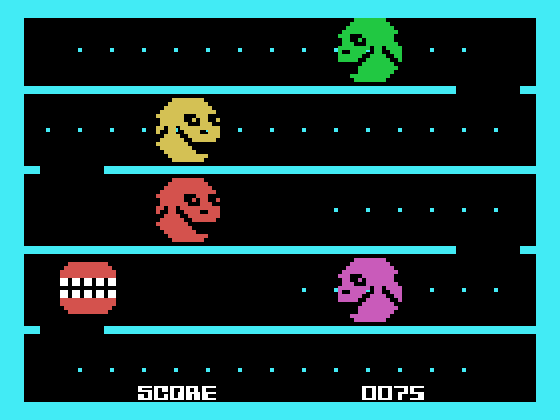 Jawbreaker II TI-99/4A Screenshot: Munching dots...
