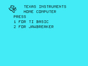 Jawbreaker II for TI-99/4A - TI-99/4A main menu.