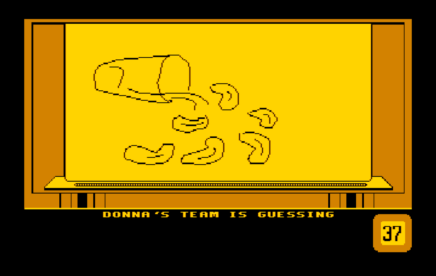 Win, Lose or Draw: Second Edition IBM PC/Compatibles Screenshot: The computer team is guessing...
