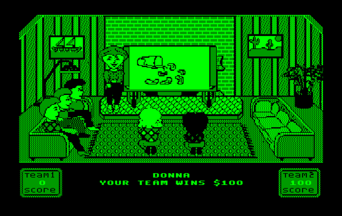 Win, Lose or Draw: Second Edition IBM PC/Compatibles Screenshot: Team 2 answers correctly!