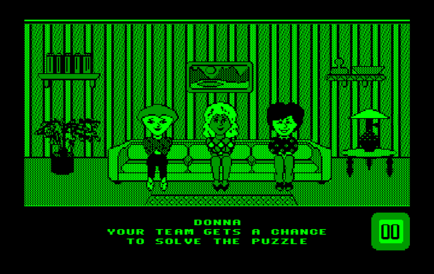 Win, Lose or Draw: Second Edition IBM PC/Compatibles Screenshot: The opposing team gets a chance to solve the puzzle.