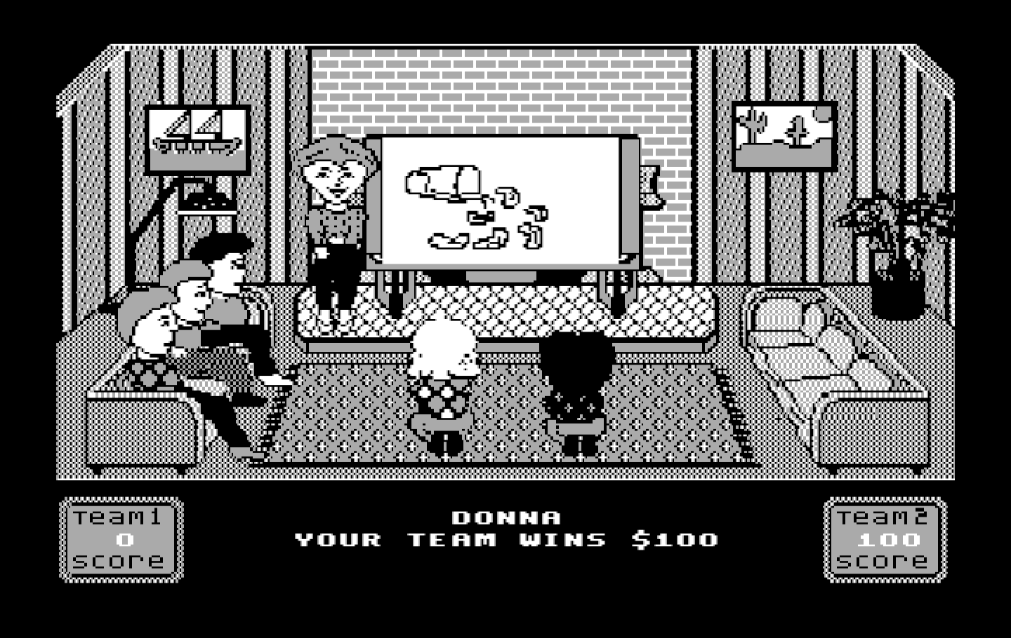 Win, Lose or Draw: Second Edition IBM PC/Compatibles Screenshot: Team 2 answers correctly!