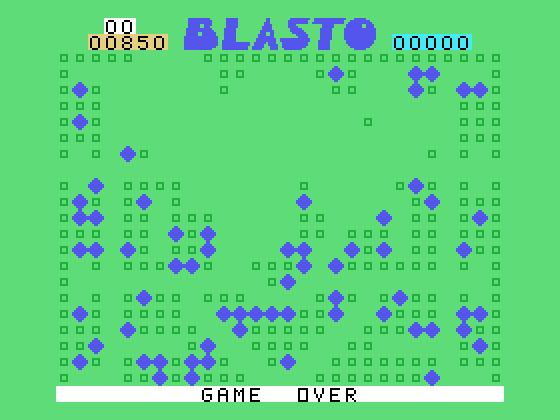 Blasto TI-99/4A Screenshot: Game over.