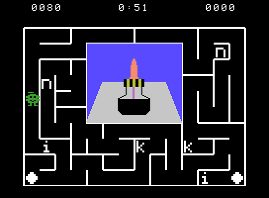 Alphabet Zoo ColecoVision Screenshot: I need to spell out "ink" by finding the letters...