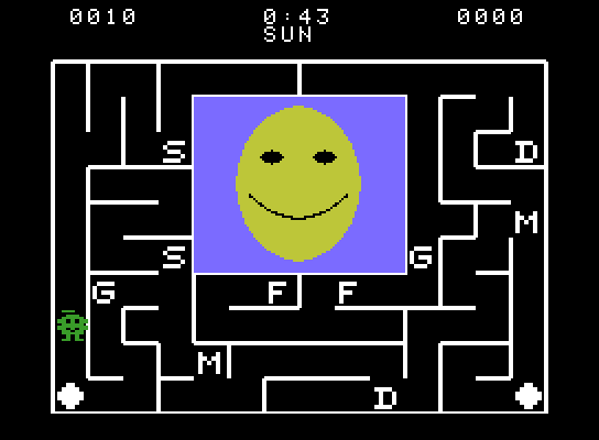 Alphabet Zoo ColecoVision Screenshot: This is the sun, not a smiley face!