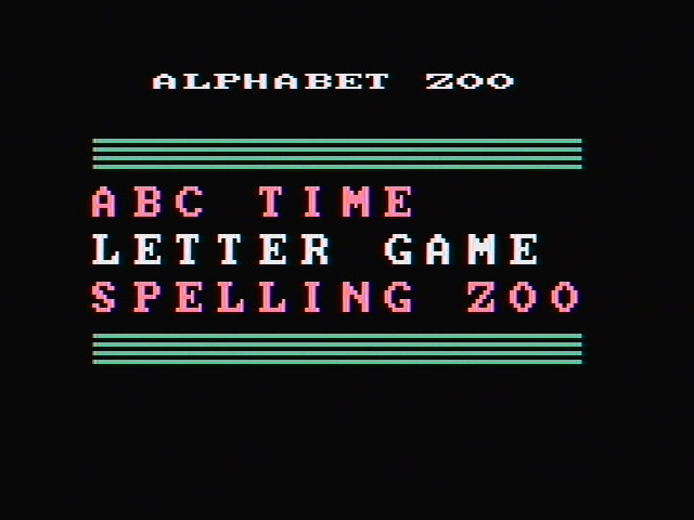 Alphabet Zoo IBM PC/Compatibles Screenshot: The main menu.