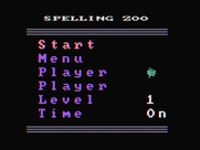 Alphabet Zoo for IBM PC/Compatibles - The spelling zoo menu.