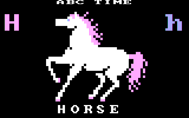 Alphabet Zoo IBM PC/Compatibles Screenshot: "H" is for horse.