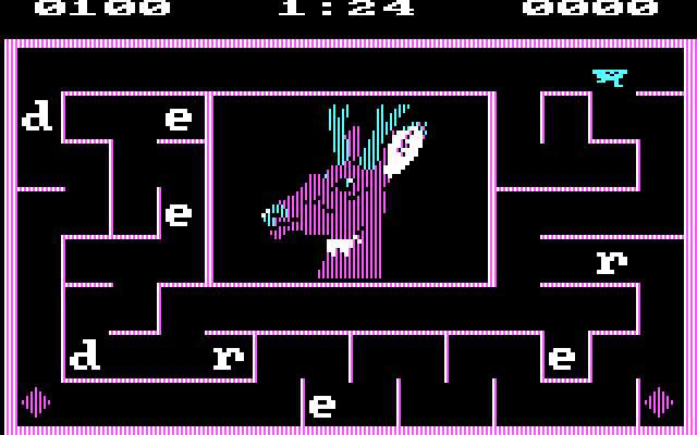 Alphabet Zoo IBM PC/Compatibles Screenshot: Can you spell the word "deer" in time?