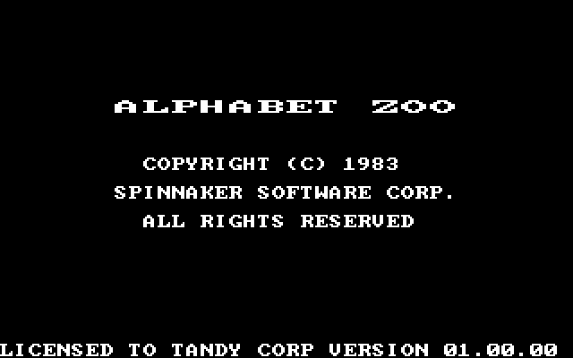 Alphabet Zoo IBM PC/Compatibles Screenshot: Title screen 1 (Tandy licensed version).