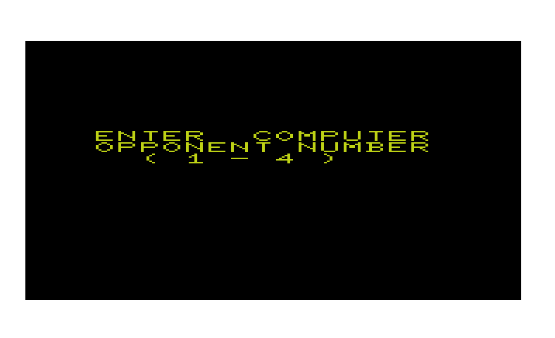 Ricochet Commodore VIC-20 Screenshot: Play against which computer opponent?