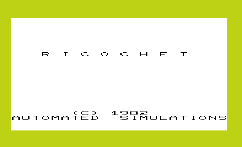 Ricochet Commodore VIC-20 Screenshot: Title screen.