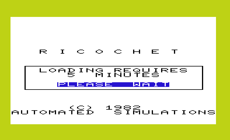 Ricochet Commodore VIC-20 Screenshot: Please wait for the program to load...