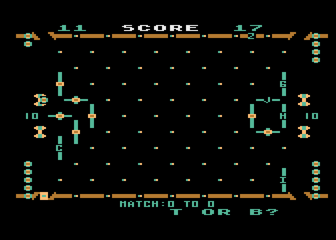 Ricochet Atari 8-bit Screenshot: Launch from top or bottom?