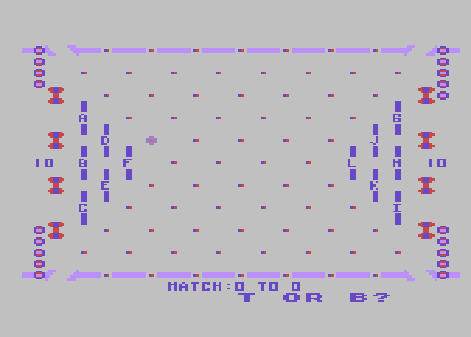 Ricochet Atari 8-bit Screenshot: Starting on of the trickier levels.