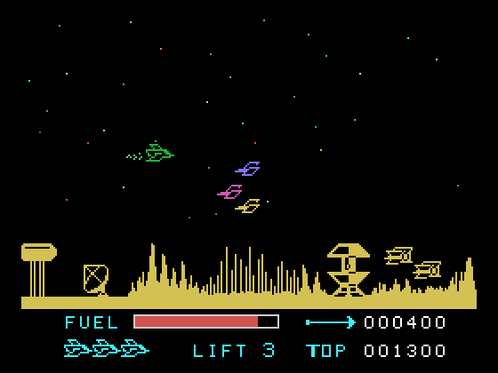 Parsec TI-99/4A Screenshot: Careful, multiple enemies attacking at the same time.