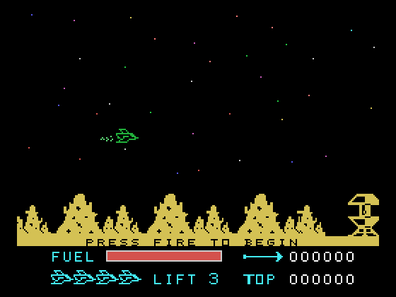 Parsec  TI-99/4A Screenshot: Game start.