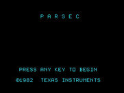Parsec  for TI-99/4A - Title screen.