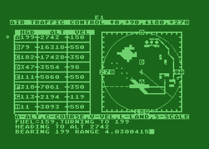Controller Atari 8-bit Screenshot: Guiding some planes.