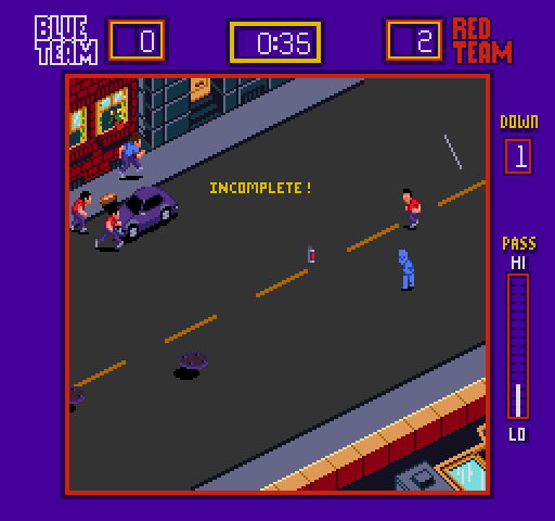 Street Football Arcade Screenshot: An incomplete pass.
