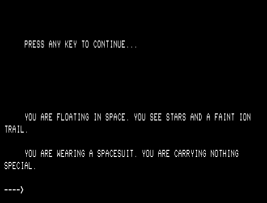 G.F.S. Sorceress TRS-80 Screenshot: The game begins...