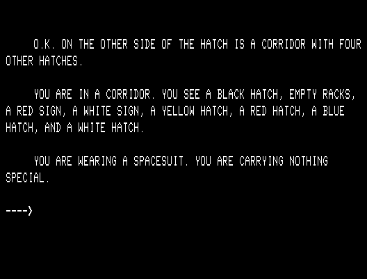 G.F.S. Sorceress TRS-80 Screenshot: Entering a corridor...