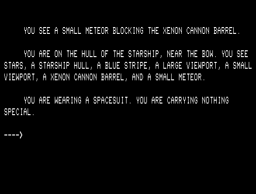 G.F.S. Sorceress TRS-80 Screenshot: Hmm, a small meteor is here...