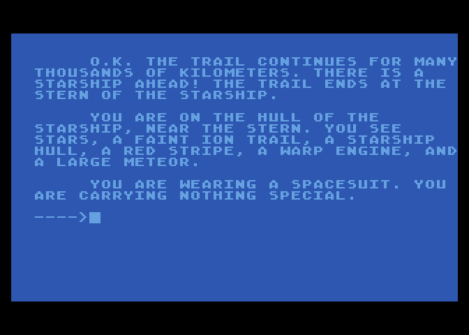 G.F.S. Sorceress Atari 8-bit Screenshot: On the hull of a ship.