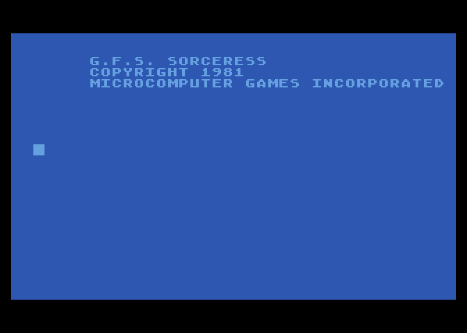 G.F.S. Sorceress Atari 8-bit Screenshot: Title screen.