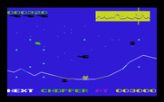 Sidewinder for Commodore VIC-20 - Enemy locations are shown on the scanner at the top of the screen.