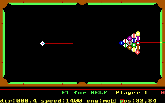 PC Pool Challenges IBM PC/Compatibles Screenshot: Game start.