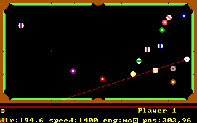 PC Pool Challenges IBM PC/Compatibles Screenshot: My next shot after the break...