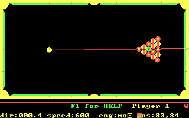 PC Pool Challenges IBM PC/Compatibles Screenshot: Game start.