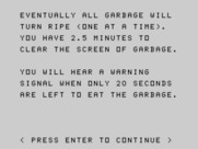 Garbage Belly for TI-99/4A - Game instructions, part 2.