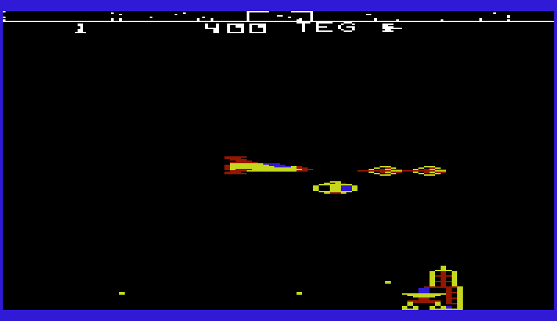 Astroblitz Commodore VIC-20 Screenshot: Careful, don't crash!