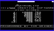 Astroblitz for Commodore VIC-20 - Title screen.