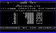 Astroblitz for Commodore VIC-20 - High scores.