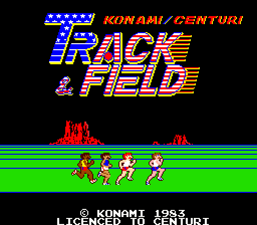Track & Field Arcade Screenshot: Title screen (U.S. version).