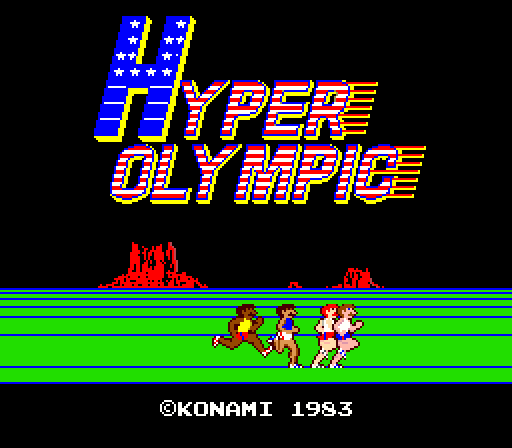 Track & Field Arcade Screenshot: Title screen (Japanese version).