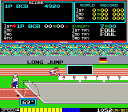 Track & Field Arcade Screenshot: Jumping again...