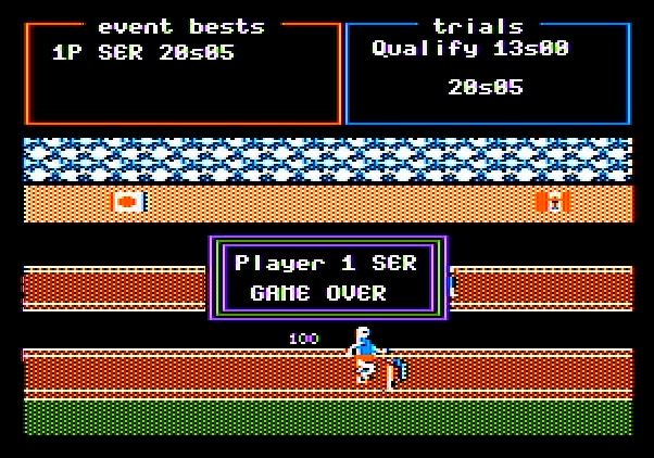 Track & Field Apple II Screenshot: Game over.