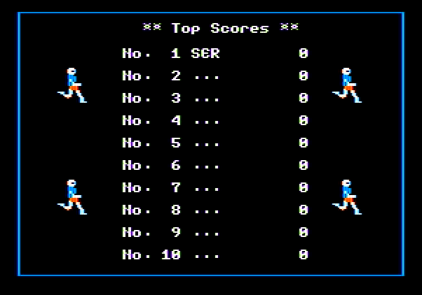 Track & Field Apple II Screenshot: Top scores.